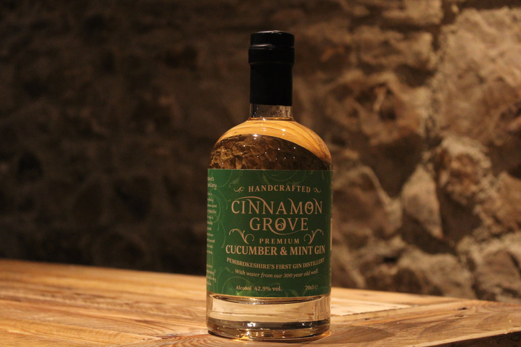 A bottle of our premium, handcrafted Pembrokeshire Cucumber & Mint Gin