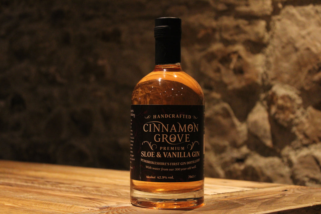 A bottle of our premium, handcrafted Pembrokeshire Sloe & Vanilla Gin
